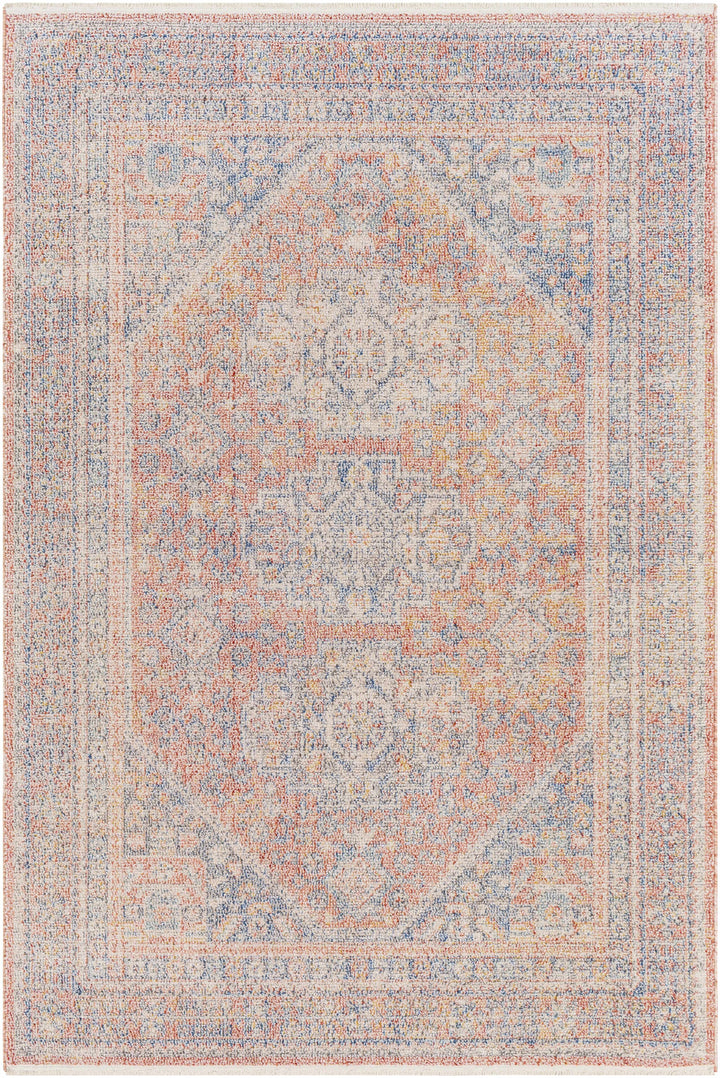 Vahn Traditional Style Rust And Blue Polyester Area Rug