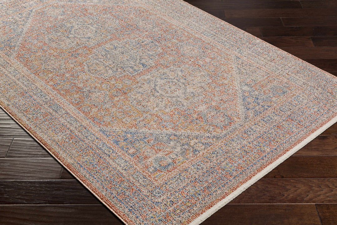Vahn Traditional Style Rust And Blue Polyester Area Rug