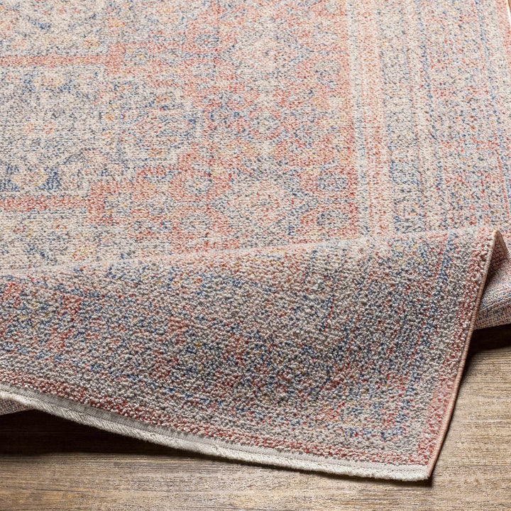Vahn Traditional Style Rust And Blue Polyester Area Rug