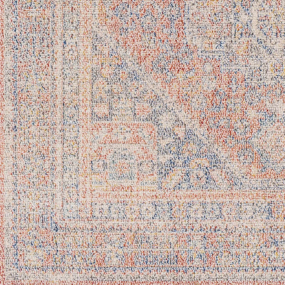 Vahn Traditional Style Rust And Blue Polyester Area Rug