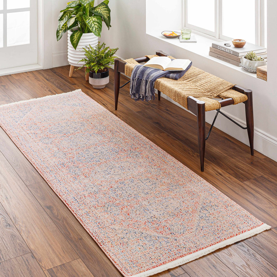 Vahn Traditional Style Rust And Blue Polyester Area Rug