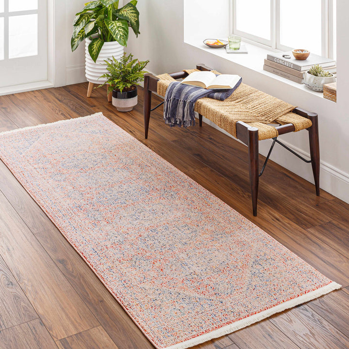 Vahn Traditional Style Rust And Blue Polyester Area Rug