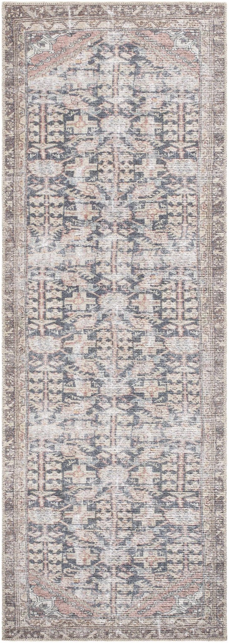 Valar Traditional Style Brown And Blue Washable Area Rug - The Rug Decor