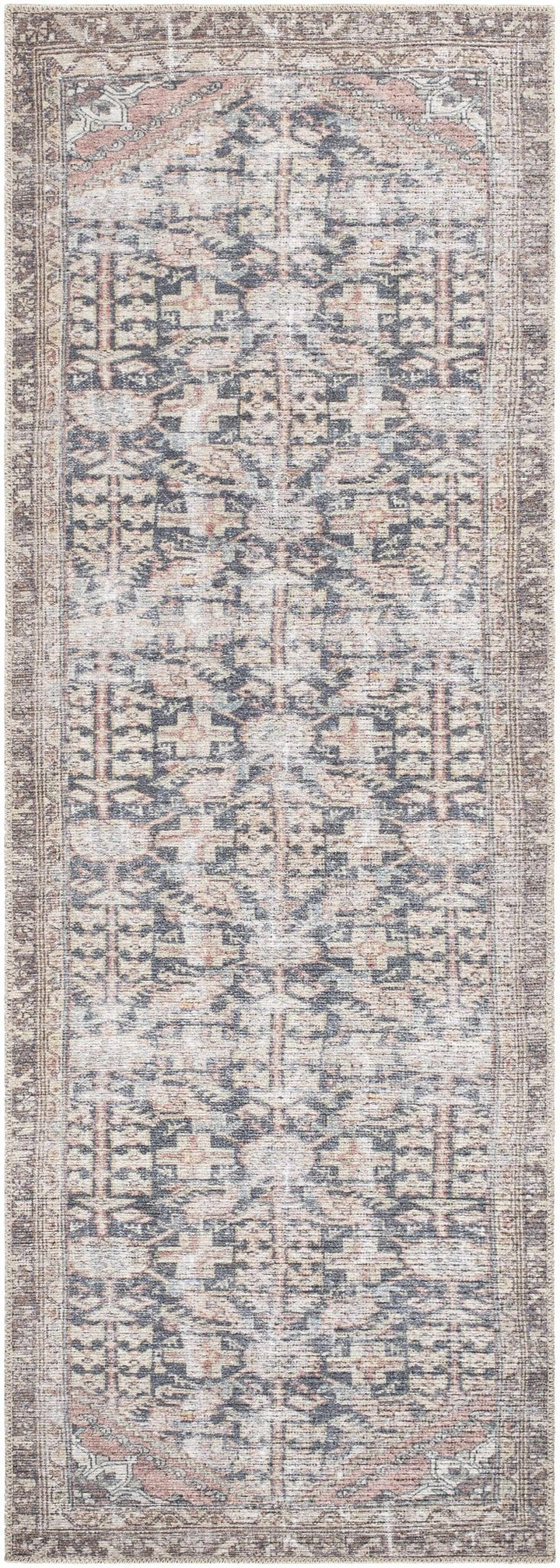 Valar Traditional Style Brown And Blue Washable Area Rug - The Rug Decor