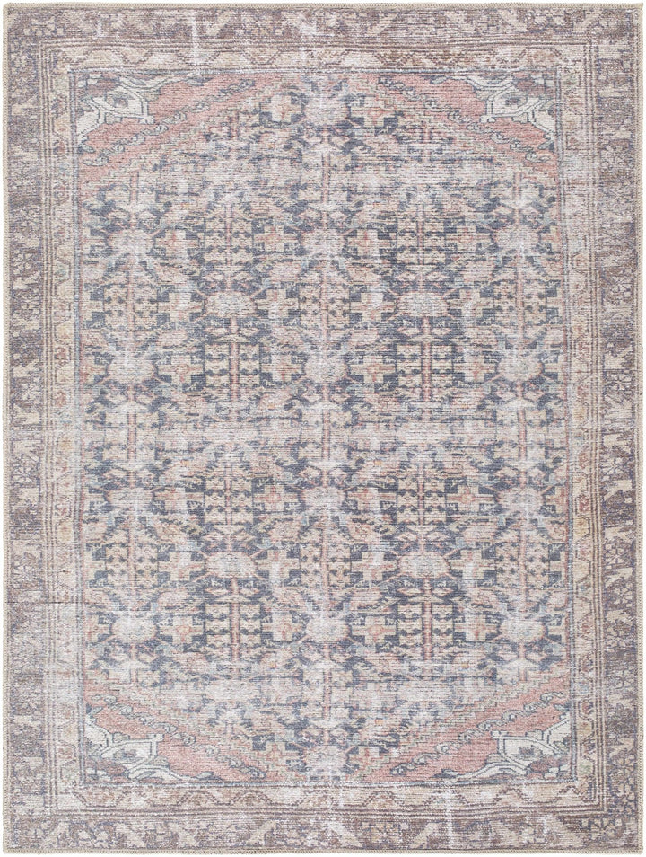 Valar Traditional Style Brown And Blue Washable Area Rug - The Rug Decor