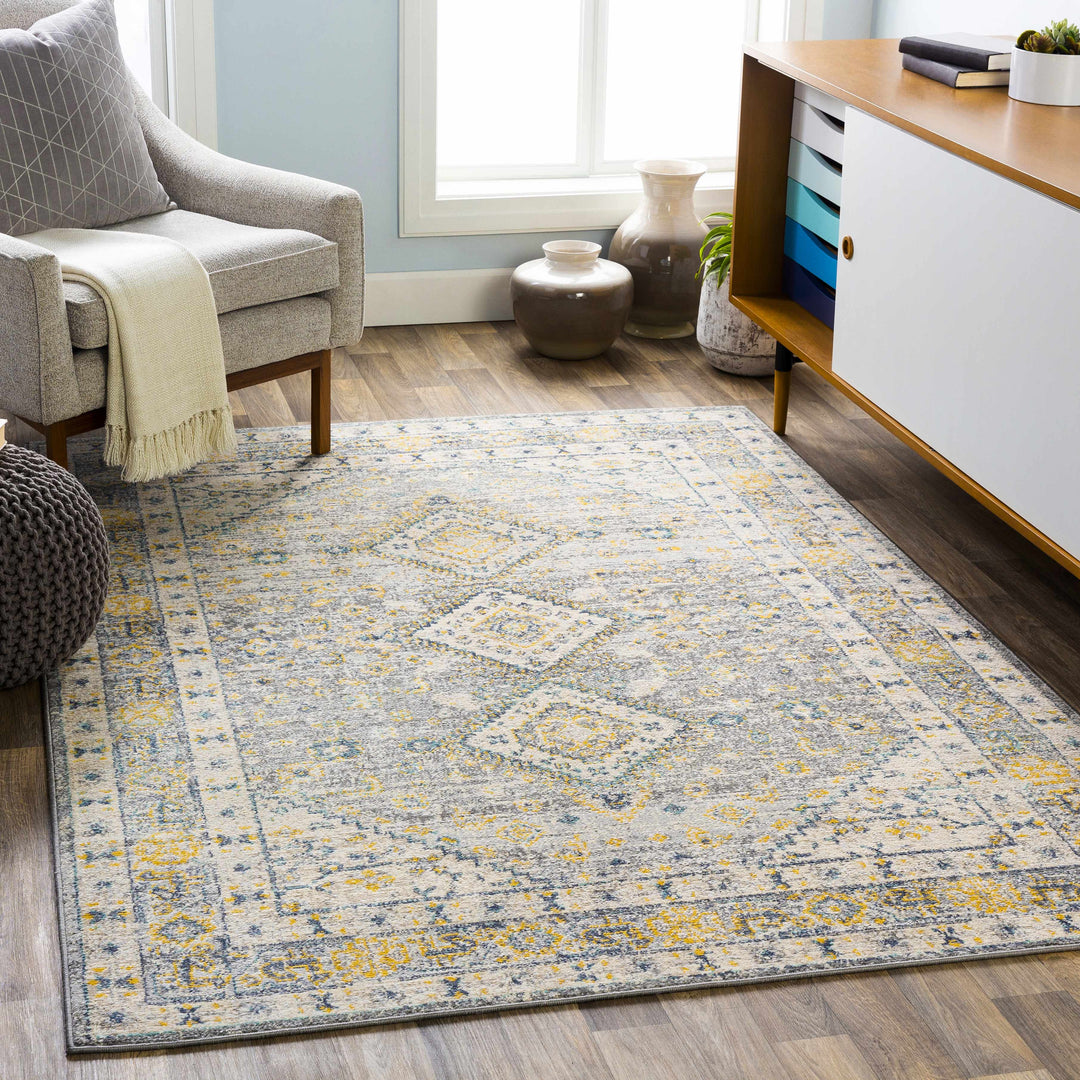 Varnville Traditional Style Gray And Beige Area Rug