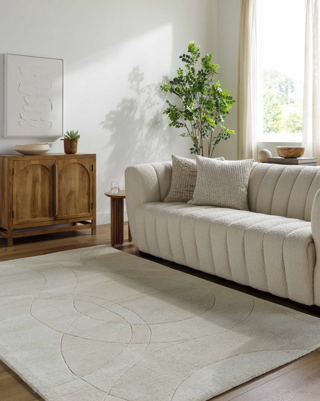 Ville Modern Geometrical Beige Hand Tufted Wool Rug