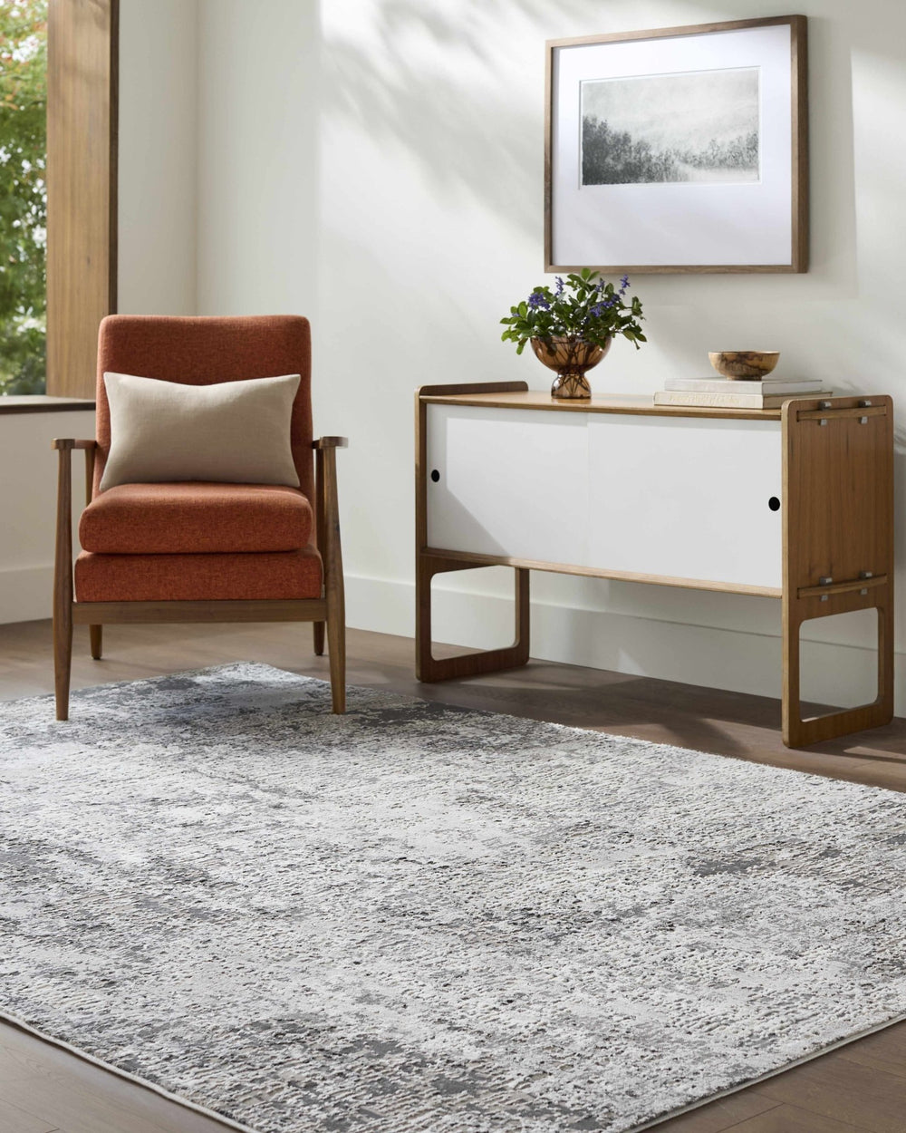 Velez Modern Abstract Charcoal And Ivory Washable Rug - The Rug Decor