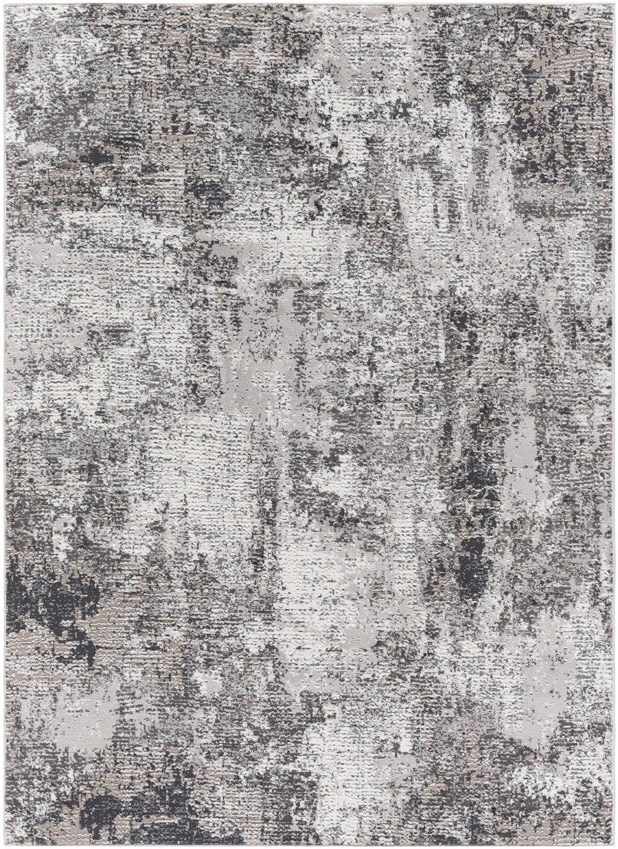 Velez Modern Abstract Charcoal And Ivory Washable Rug - The Rug Decor