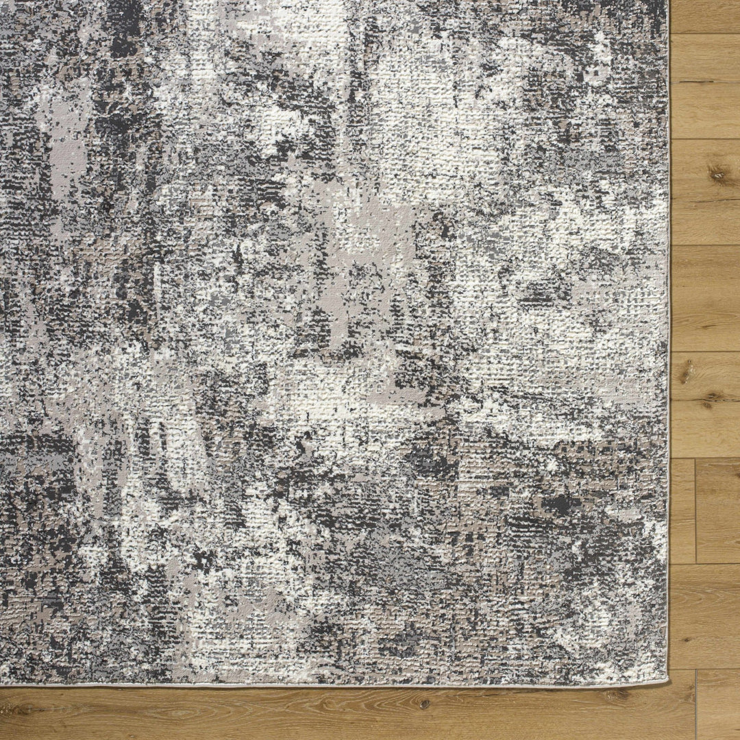 Velez Modern Abstract Charcoal And Ivory Washable Rug - The Rug Decor