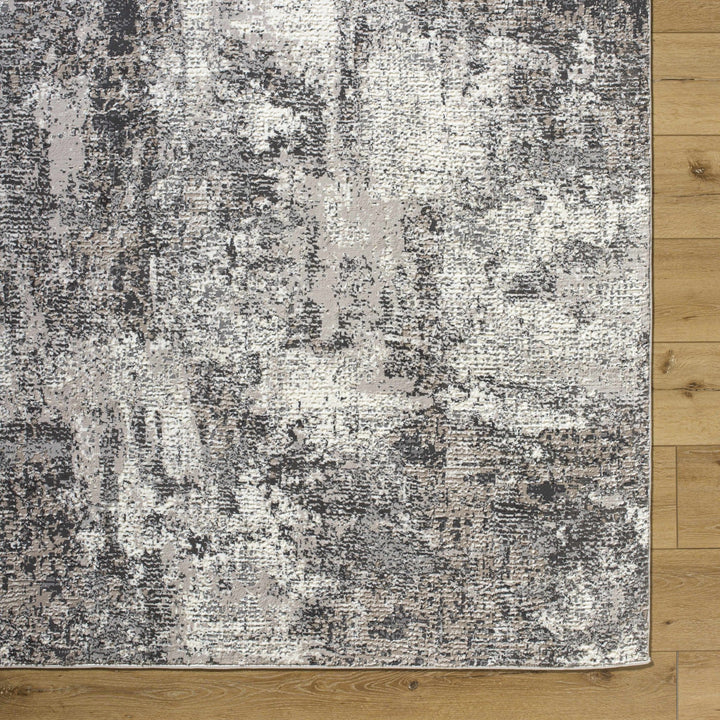 Velez Modern Abstract Charcoal And Ivory Washable Rug - The Rug Decor