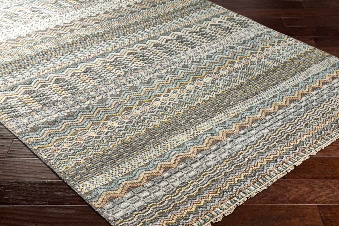 Verdigris Gray Modern Style Hand Knotted Wool Area Rug - The Rug Decor