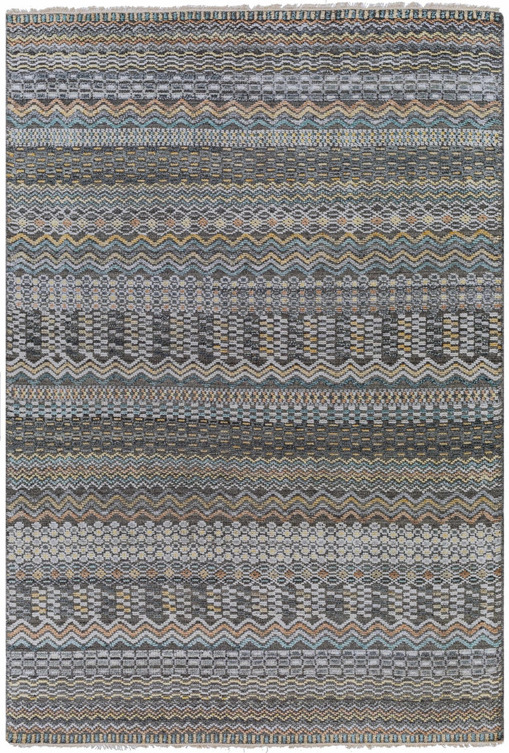 Verdigris Gray Modern Style Hand Knotted Wool Area Rug - The Rug Decor