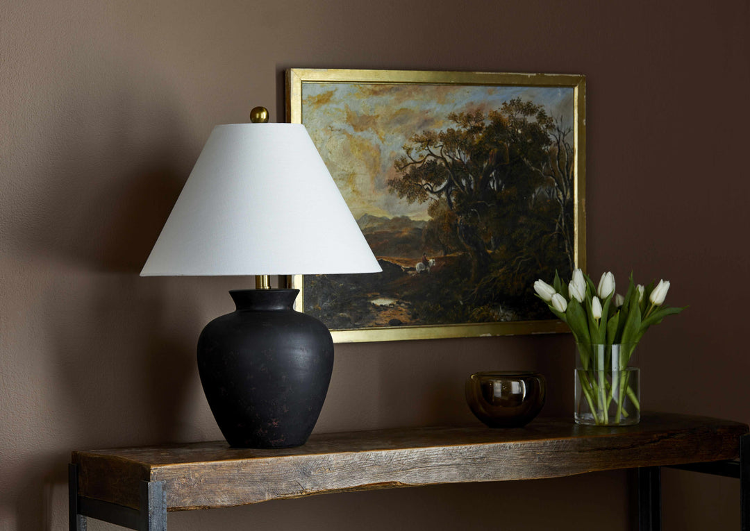 Valderrey Black Ceramic Table Lamp | Southwestern Accent Lighting