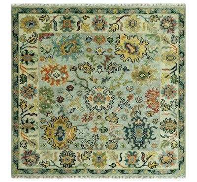 Vibrant Colorful Aqua, Ivory, Gold and Rust Hand Knotted Traditional Oushak Multi Size wool Area Rug - The Rug Decor