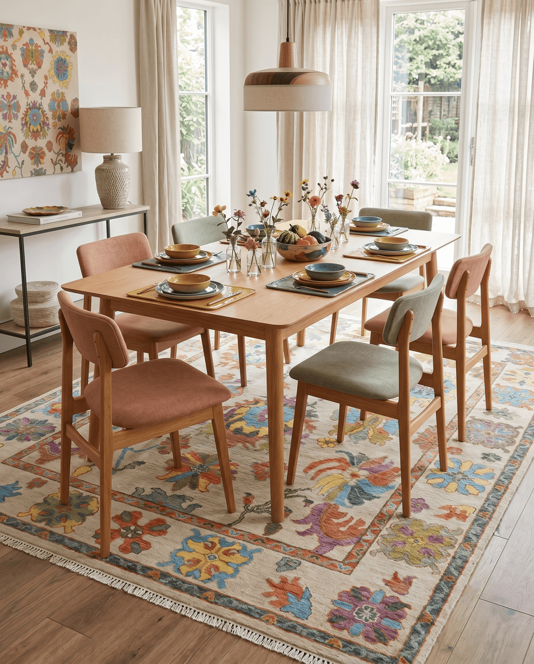 Vibrant colorful Beige And Rust Hand Knotted Traditional Oushak wool Area Rug - The Rug Decor