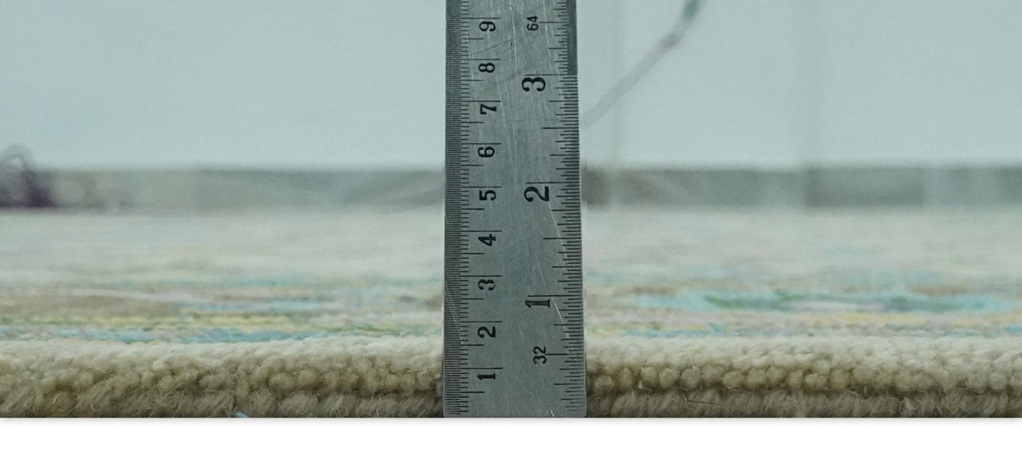 Vibrant Colorful Beige, Blue and Purple Traditional Floral Hand Tufted 8x10 wool rug - The Rug Decor