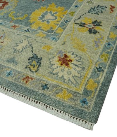 Vibrant Colorful Gray and Beige Traditional Oushak 8x10 wool area rug - The Rug Decor