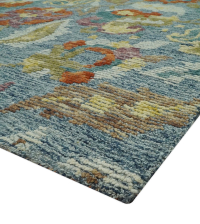 Vibrant Colorful Gray, Green and Rust Traditional Floral 5x7.6 Hand Tufted wool area rug - The Rug Decor