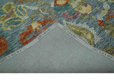 Vibrant Colorful Gray, Green and Rust Traditional Floral 5x7.6 Hand Tufted wool area rug - The Rug Decor