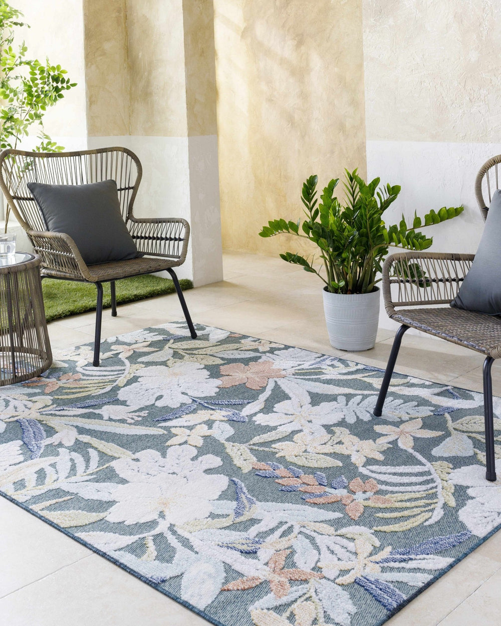 Vicky Modern Floral Design Gray And Ivory Area Rug - The Rug Decor
