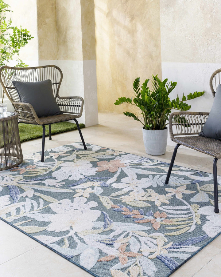 Vicky Modern Floral Design Gray And Ivory Area Rug - The Rug Decor