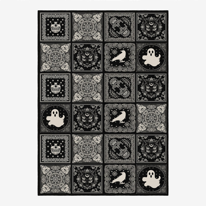 Vienne Halloween Black Machine Washable Cotton Rug - The Rug Decor