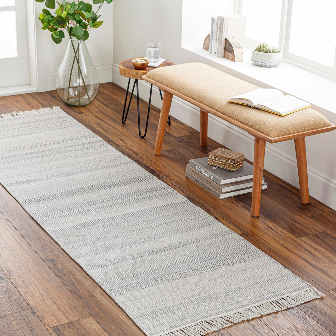 Villasis Modern Stripe Pattern Silver And Gray Hand Woven Rug - The Rug Decor