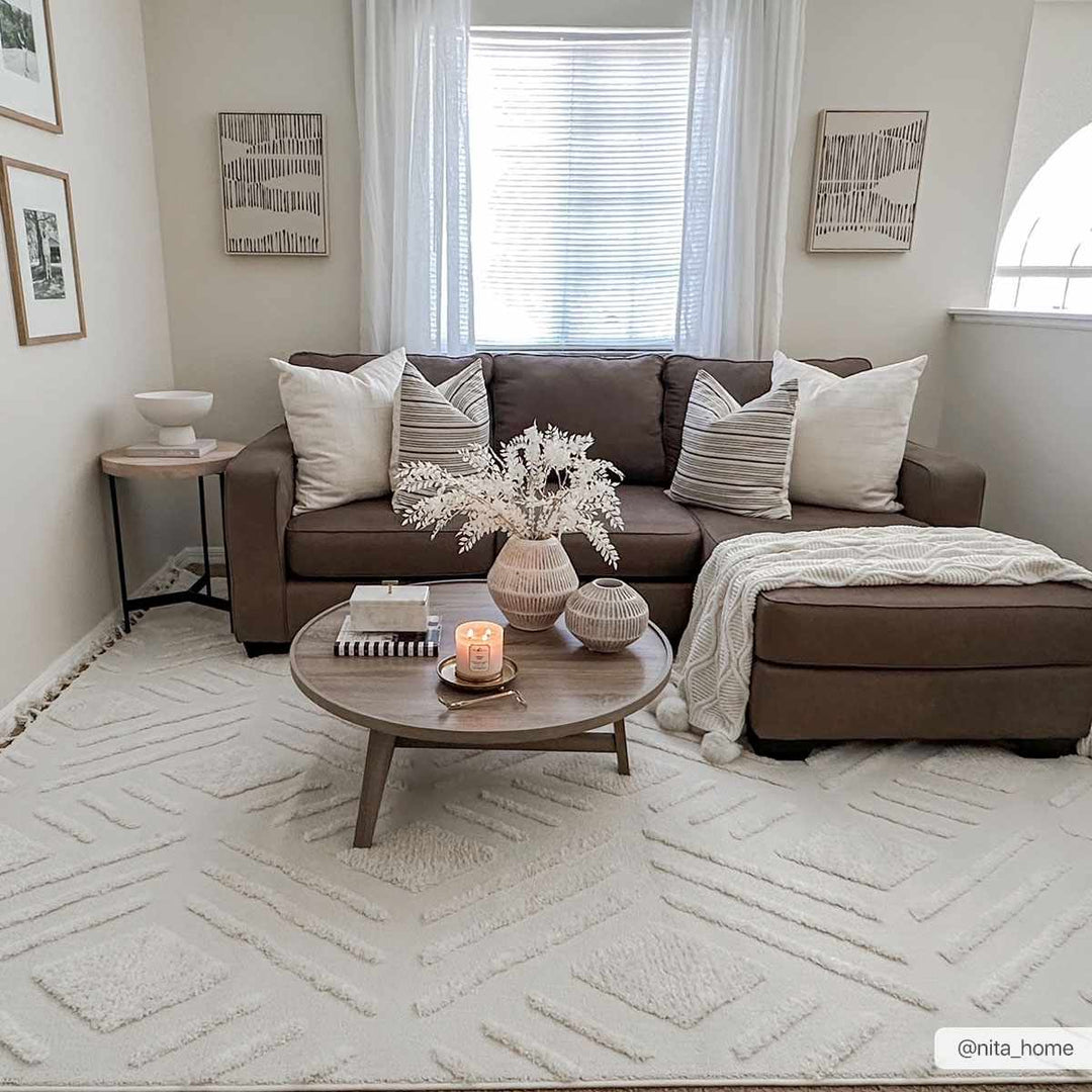 Vineyards Ivory Contemporary Geometrical Area Rug - The Rug Decor