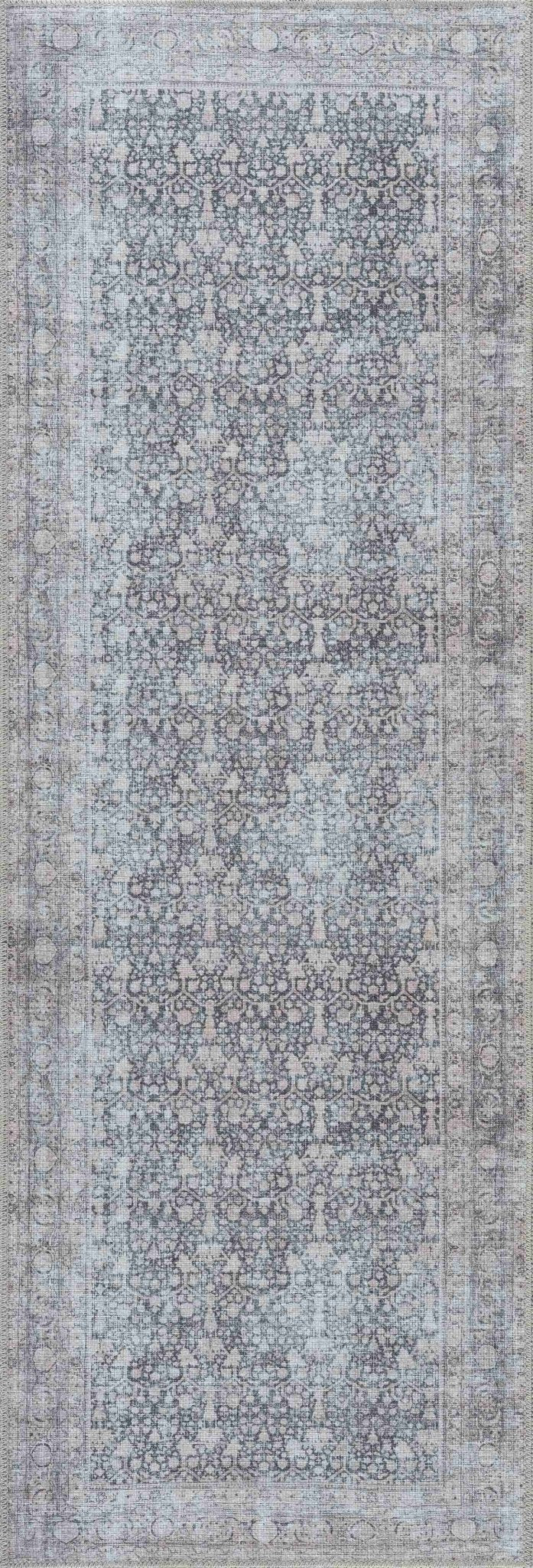 Vintage Antique Design Charcoal, Silver and Beige washable rug - The Rug Decor