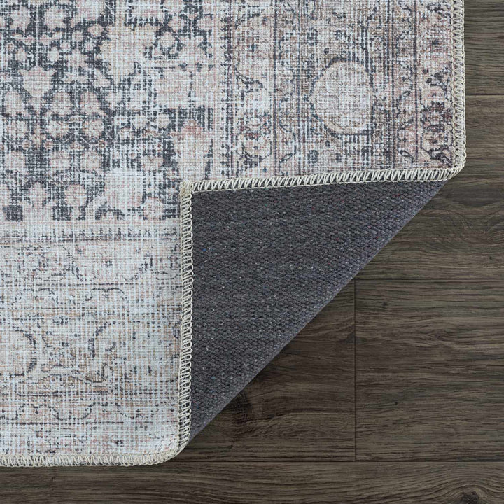 Vintage Antique Design Charcoal, Silver and Beige washable rug - The Rug Decor