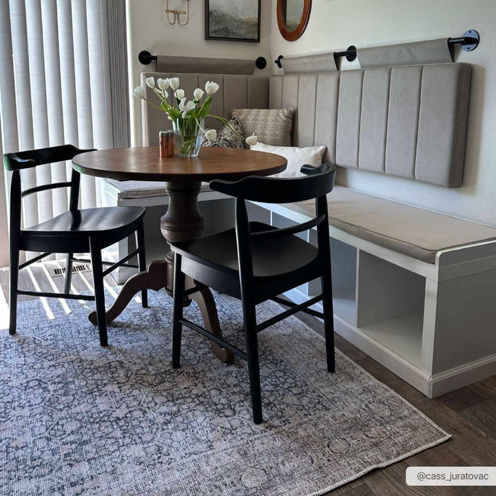 Vintage Antique Design Charcoal, Silver and Beige washable rug - The Rug Decor