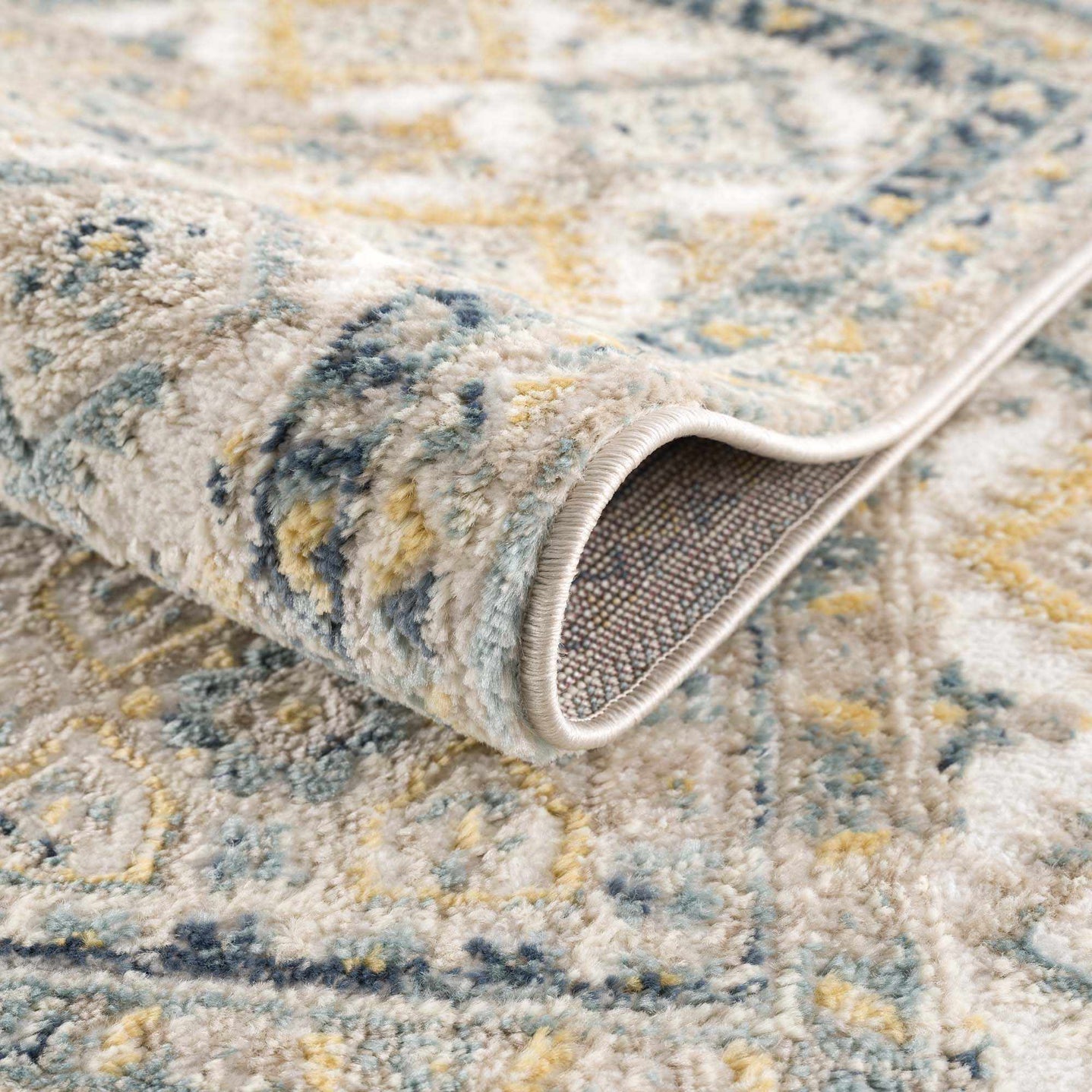 Vintage Design Blue, Ivory and Beige Traditional style area rug - The Rug Decor