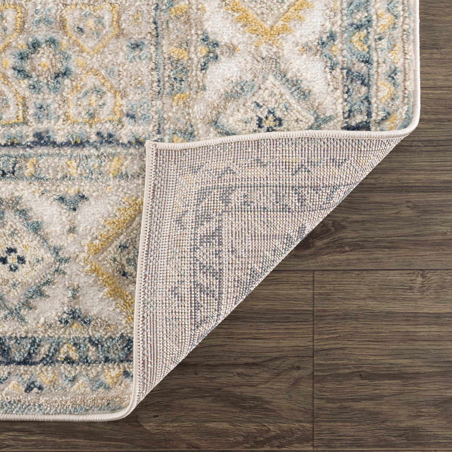 Vintage Design Blue, Ivory and Beige Traditional style area rug - The Rug Decor