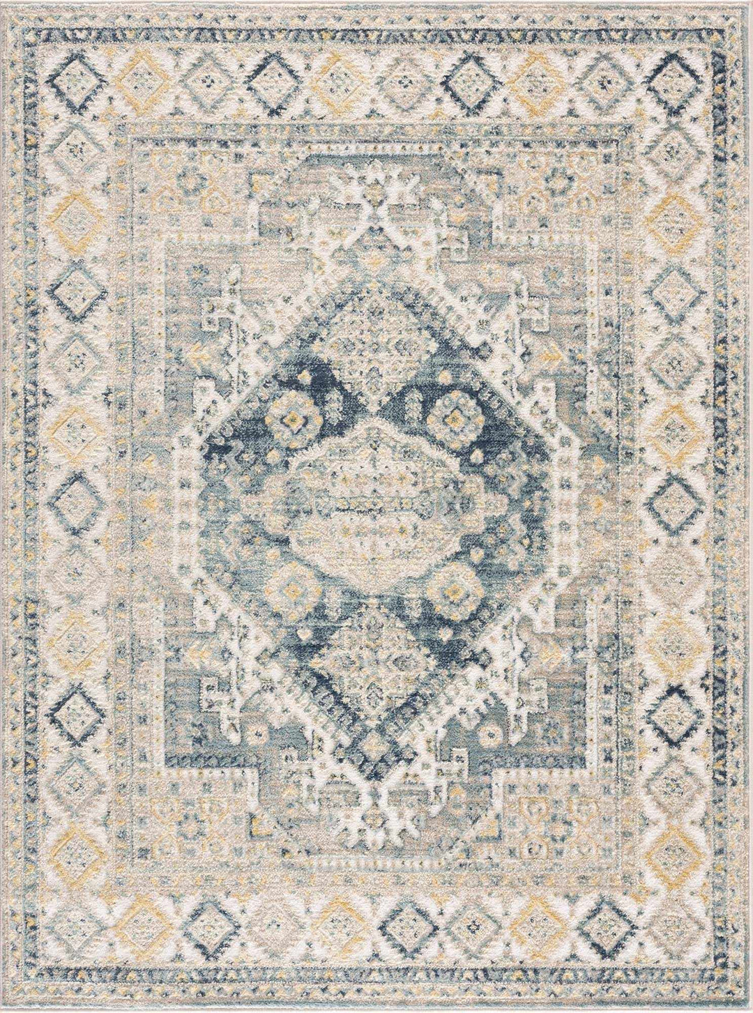 Vintage Design Blue, Ivory and Beige Traditional style area rug - The Rug Decor