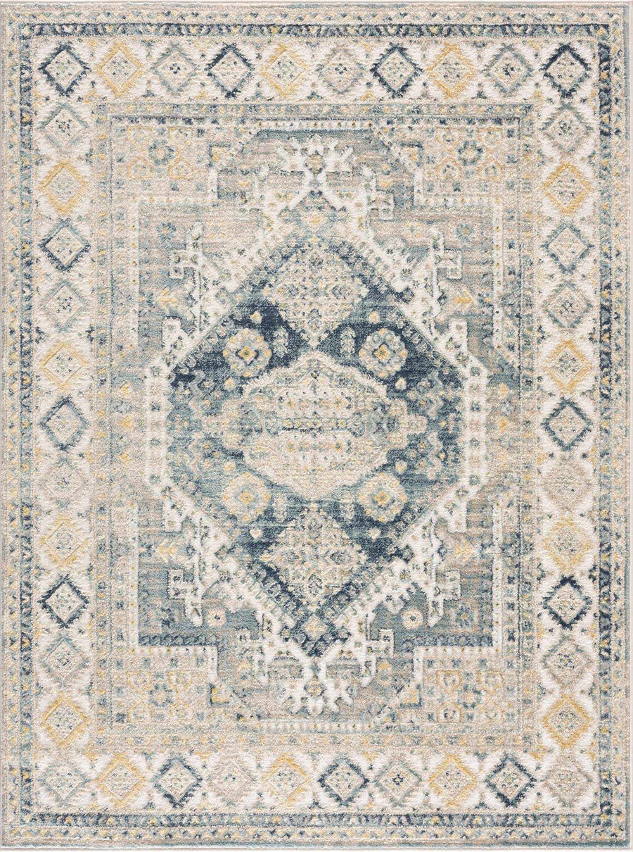 Vintage Design Blue, Ivory and Beige Traditional style area rug - The Rug Decor