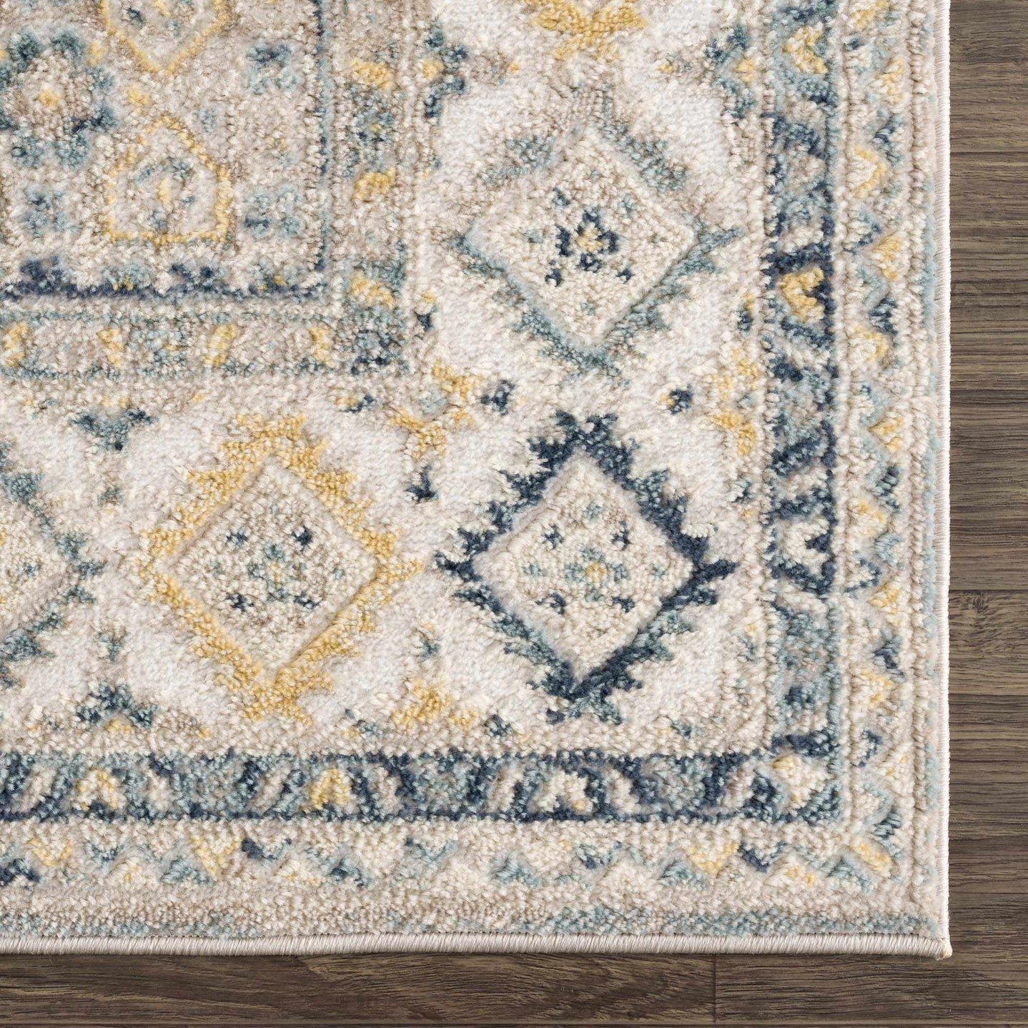 Vintage Design Blue, Ivory and Beige Traditional style area rug - The Rug Decor