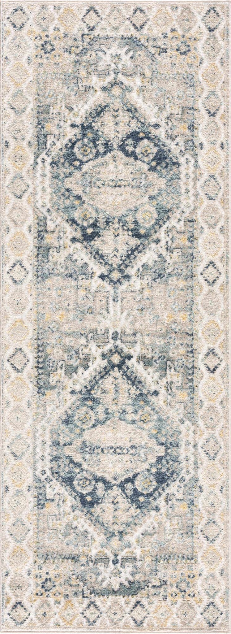 Vintage Design Blue, Ivory and Beige Traditional style area rug - The Rug Decor
