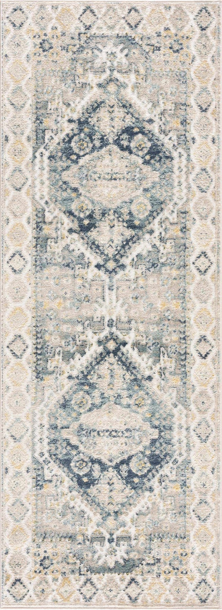 Vintage Design Blue, Ivory and Beige Traditional style area rug - The Rug Decor