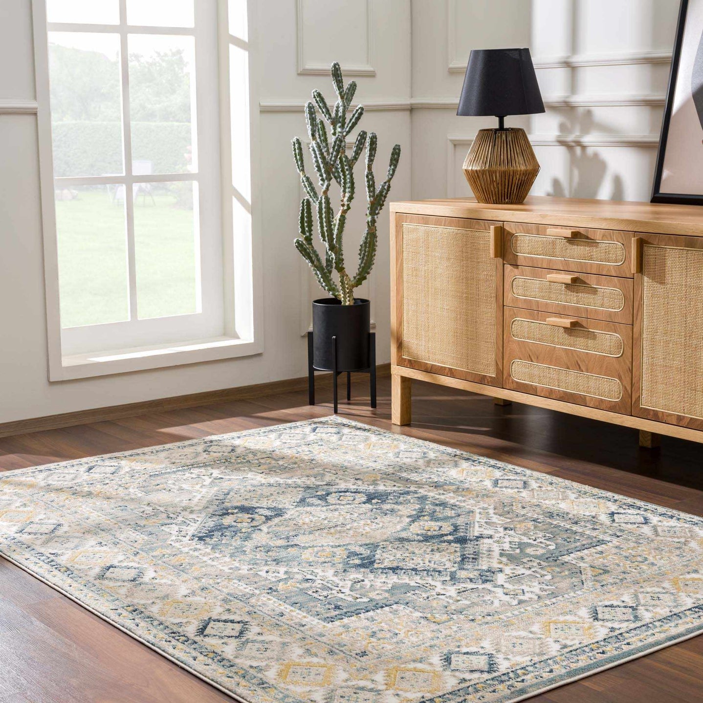 Vintage Design Blue, Ivory and Beige Traditional style area rug - The Rug Decor