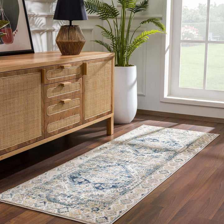 Vintage Design Blue, Ivory and Beige Traditional style area rug - The Rug Decor