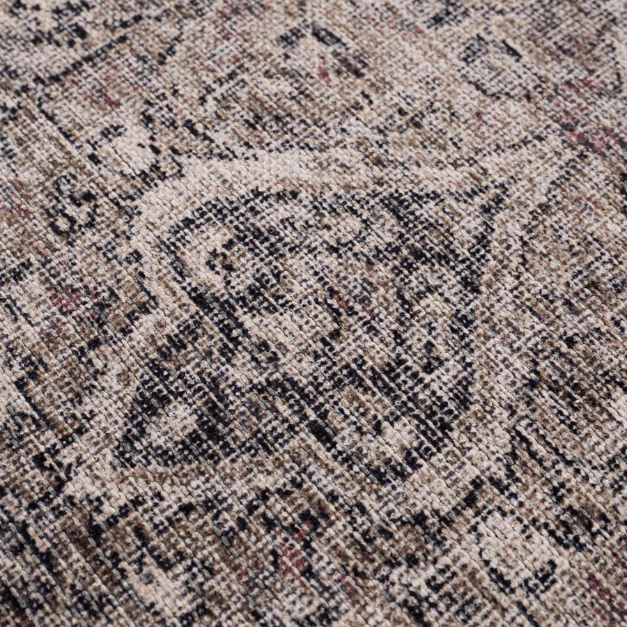 Vintage Premium Look Medallion Design Beige, Brown and Charcoal Washable Area Rug - The Rug Decor