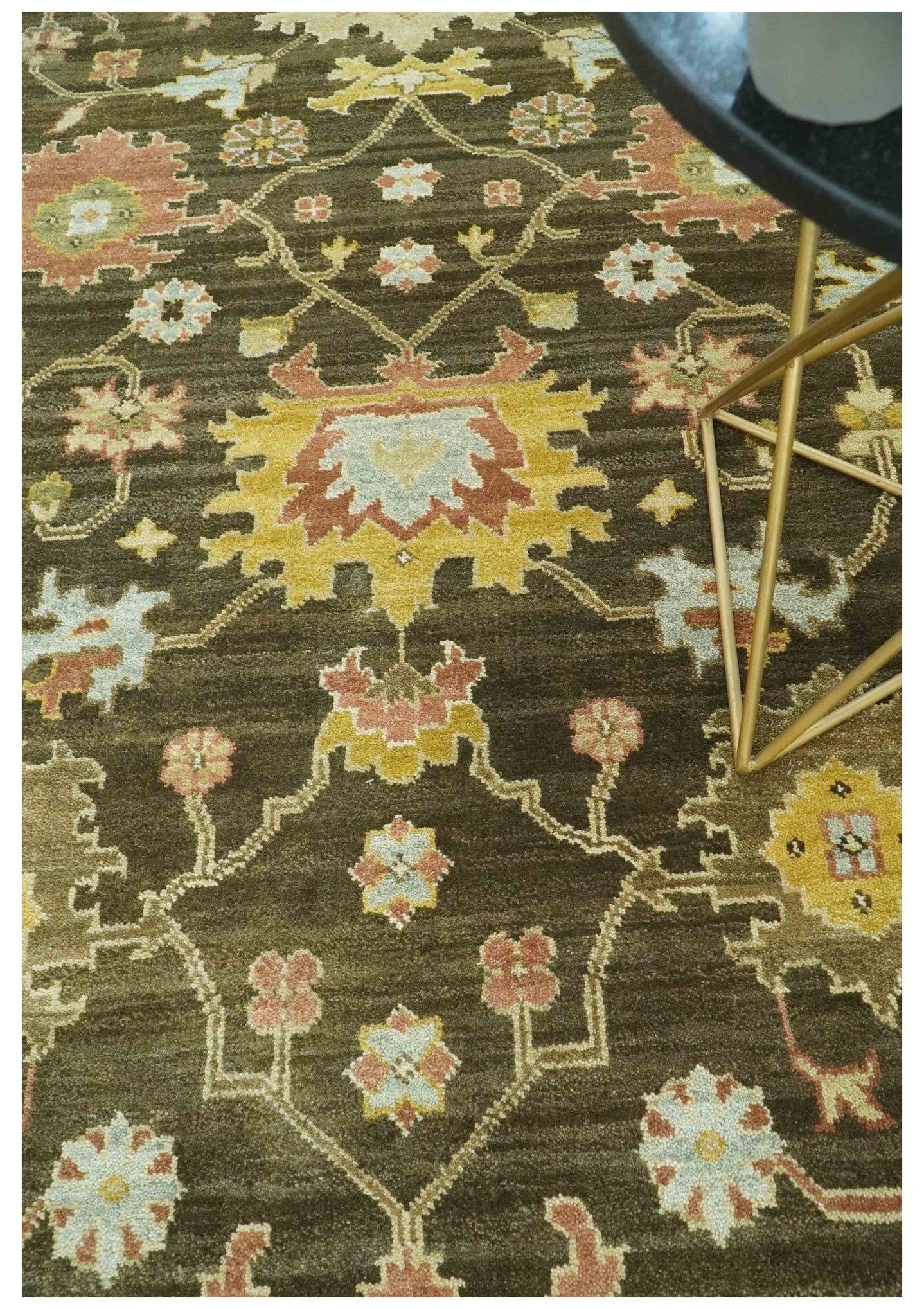 Vintage Style Antique design Green and Rust 8x10 Traditional Floral wool area rug - The Rug Decor
