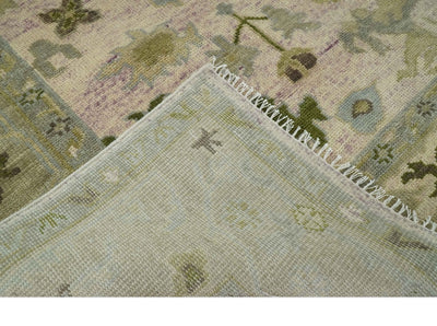 Vintage Style Beige and Olive 8x10 Hand Knotted Traditional Oushak wool area rug - The Rug Decor