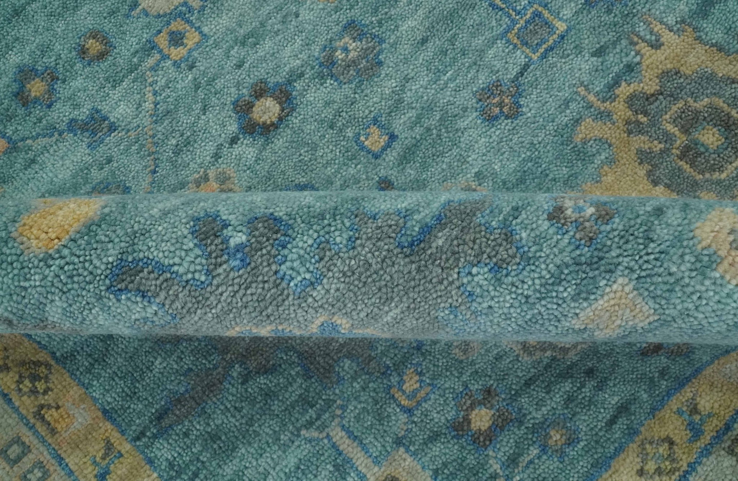 Vintage Style Blue, Beige and silver Hand Knotted Traditional Oushak wool area Rug - The Rug Decor