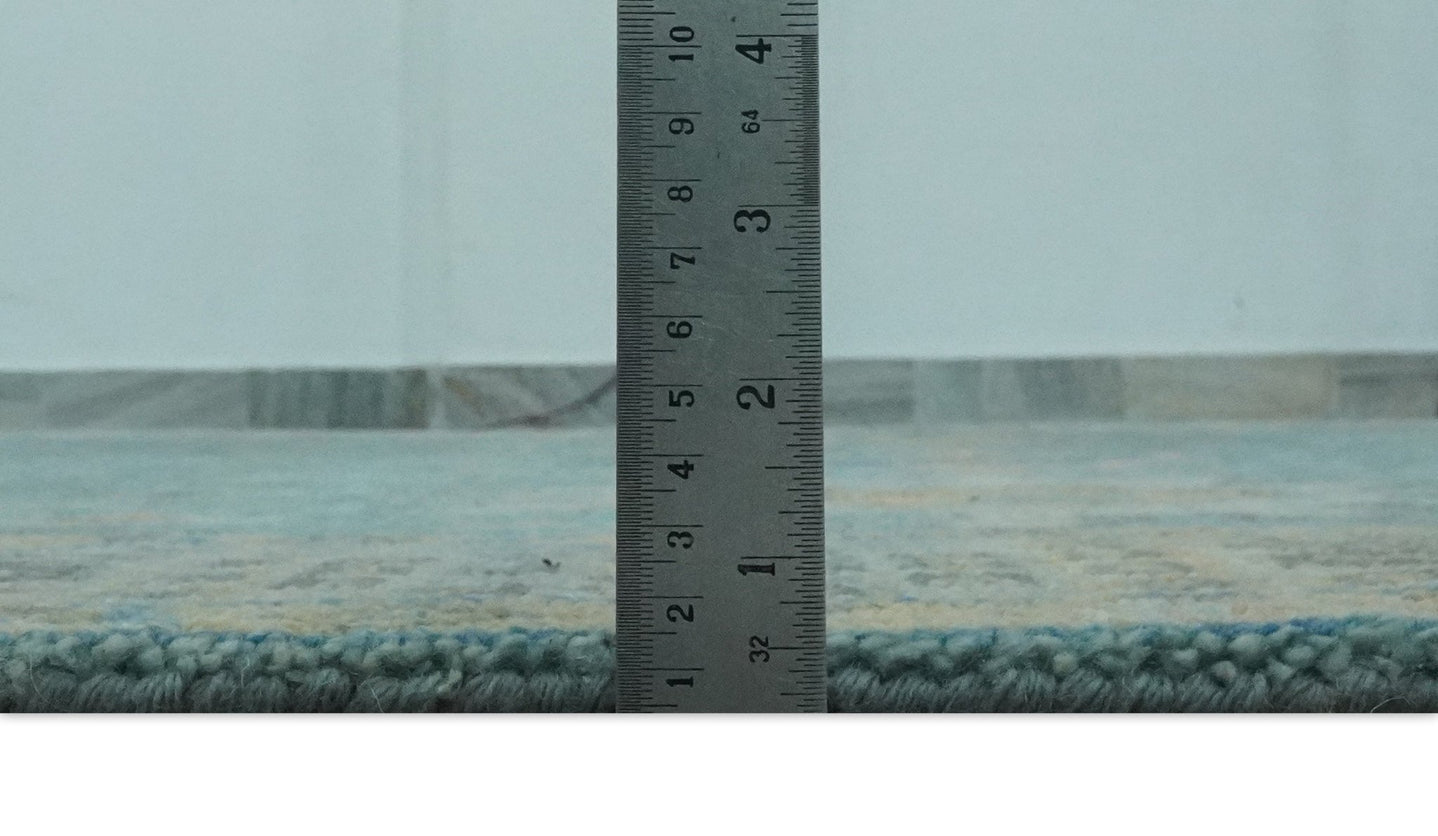 Vintage Style Blue, Beige and silver Hand Knotted Traditional Oushak wool area Rug - The Rug Decor