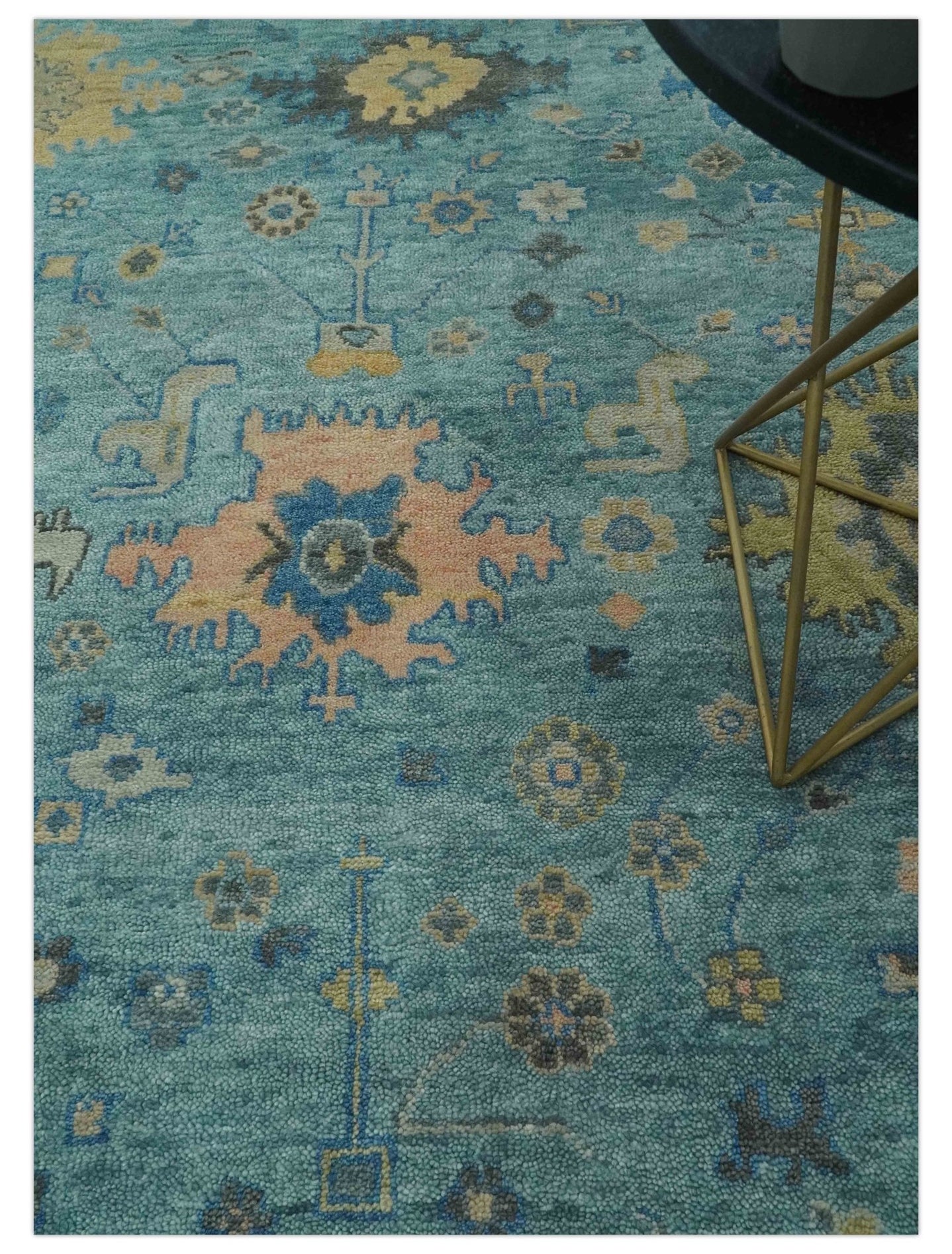 Vintage Style Blue, Beige and silver Hand Knotted Traditional Oushak wool area Rug - The Rug Decor