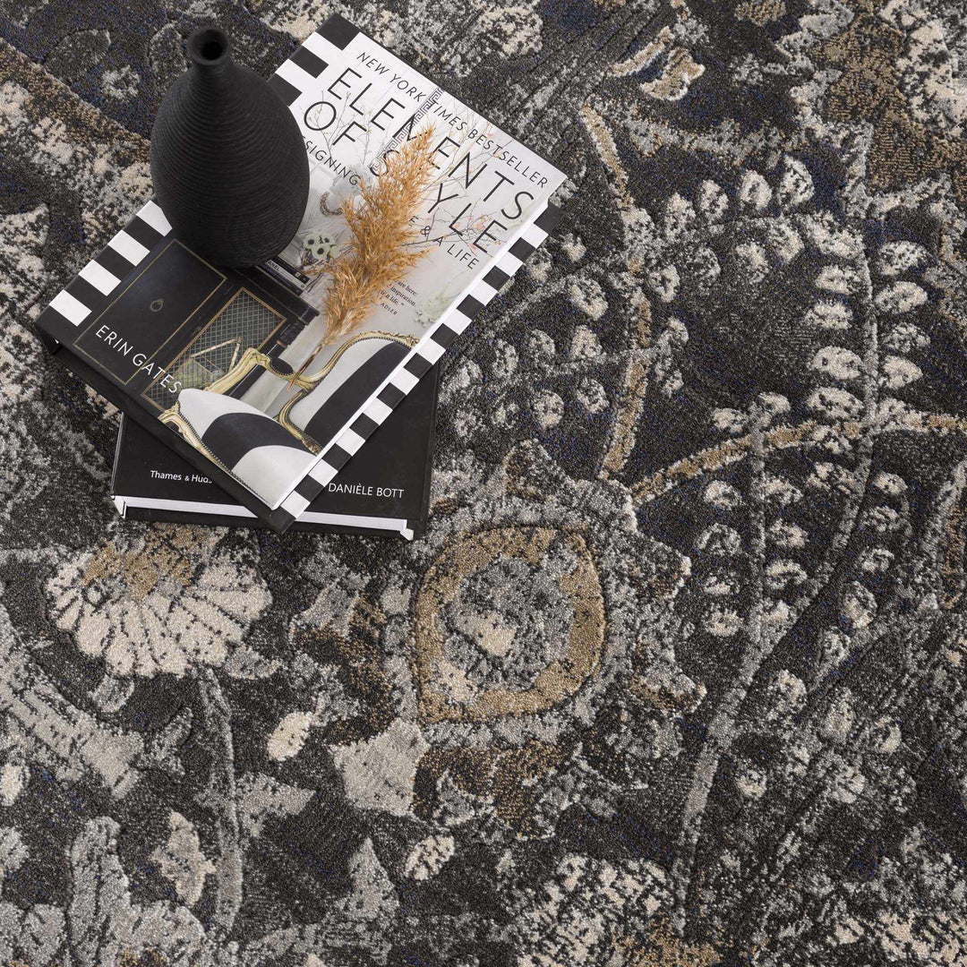 Vintage Style charcoal, Beige and Ivory Traditional oriental Oushak rug - The Rug Decor