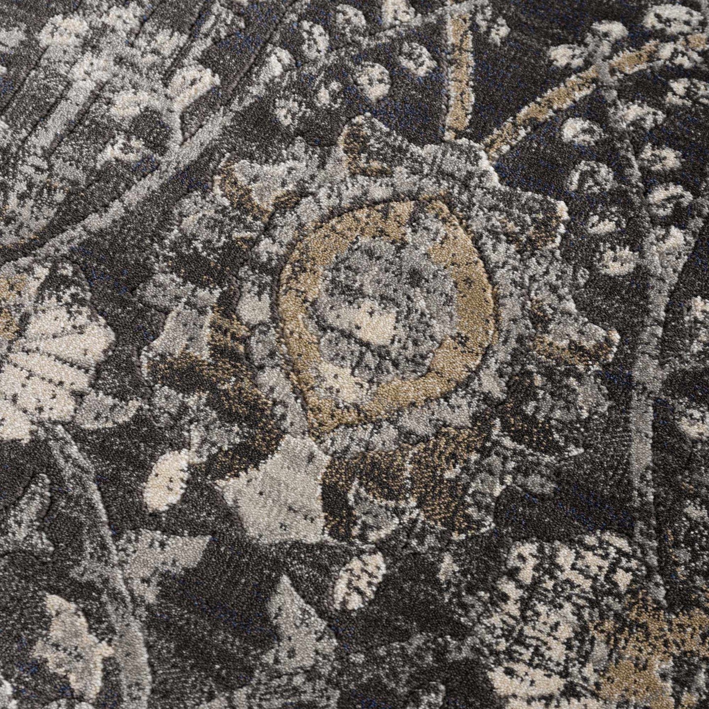 Vintage Style charcoal, Beige and Ivory Traditional oriental Oushak rug - The Rug Decor