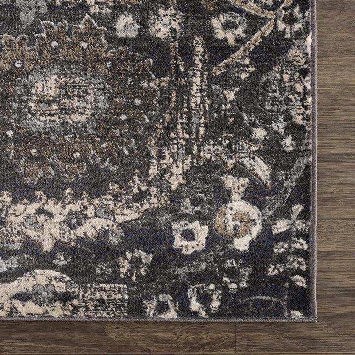 Vintage Style charcoal, Beige and Ivory Traditional oriental Oushak rug - The Rug Decor